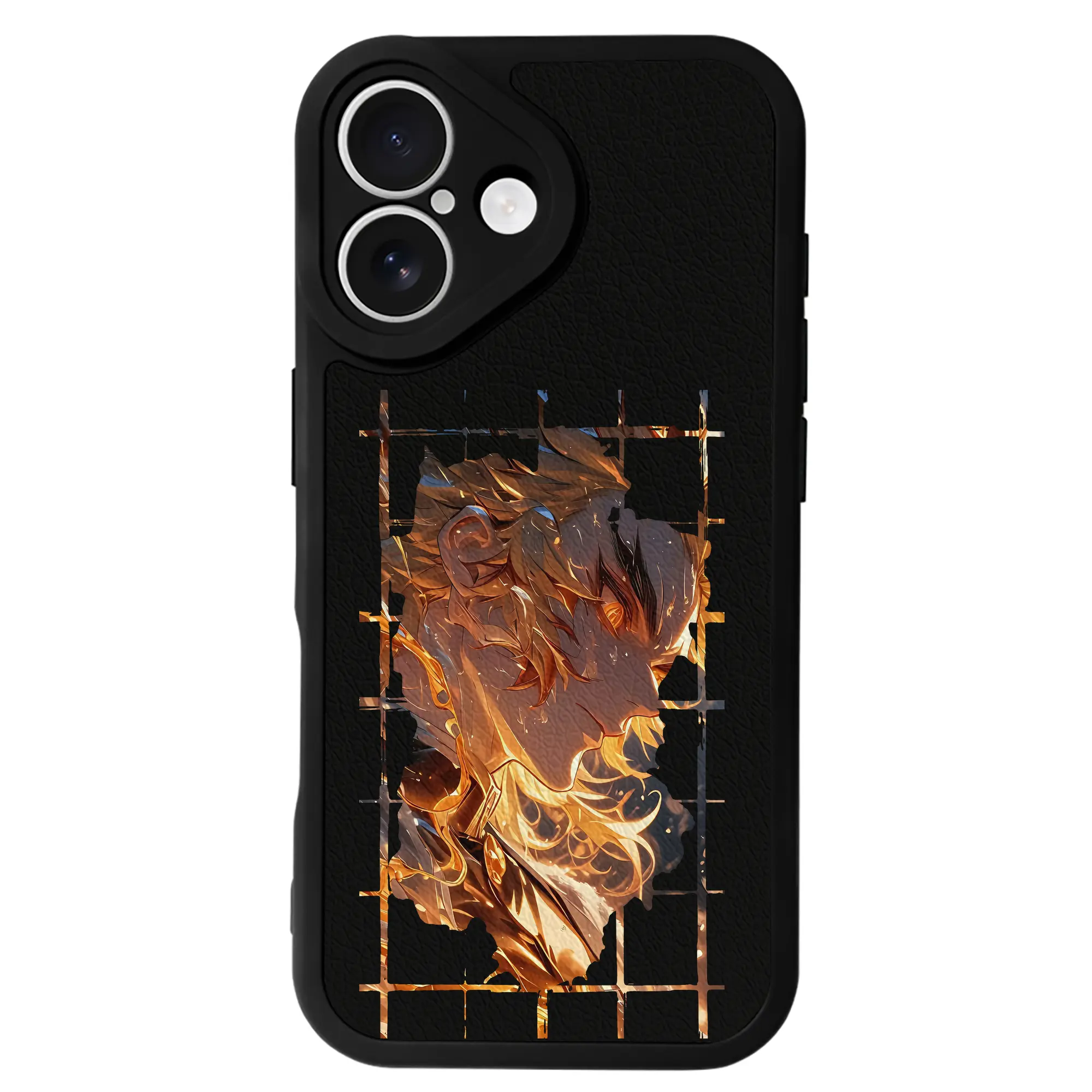 鬼滅の刃 グッズ,煉獄 杏寿郎 - IPhone 16シリーズ対応 ・ シリコンスマホケース ・ レザー調 ・ 高精度フィット ・ 耐衝撃 ・ ワイヤレス充電対応 ・ 精密カット